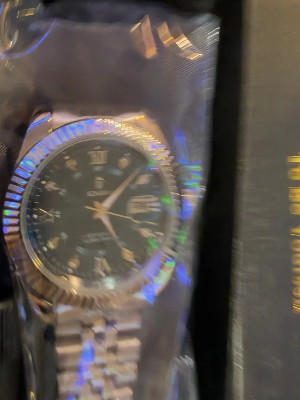 Men's Silver Bracelet Watch with Green Dial